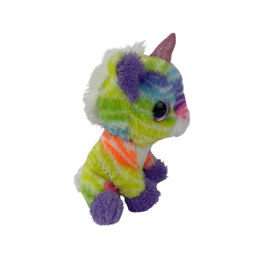 MTY International Unicorn 8”‎ Plush Pastel Rainbow Pink Glitter Eyes Stuffed Toy - Picture 4 of 8